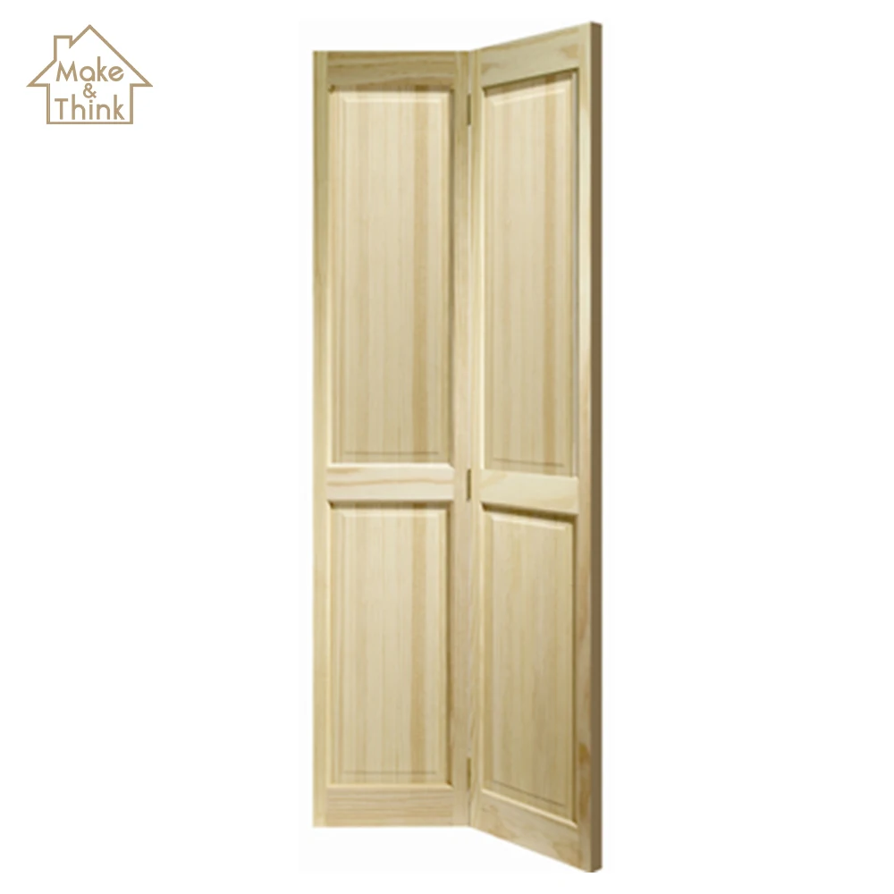 
Office home wood knotty alder bifold door with glass design 