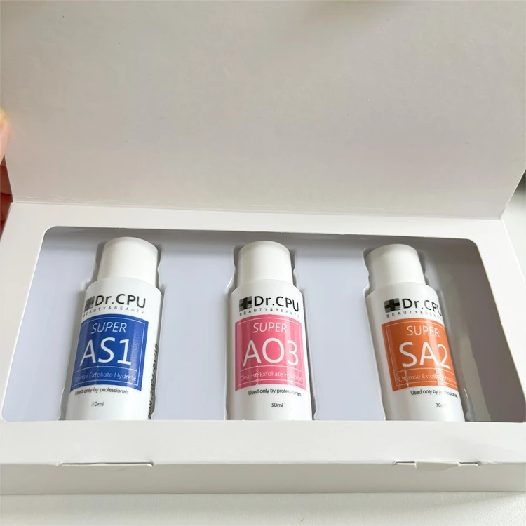 Hot selling AS1 SA2 AO3 3 Bottle Aqua Peeling Concentrated Solution For Water Jet Cleaning Solution Facial