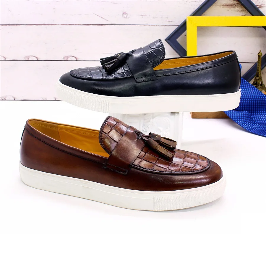 sh11290a Handmade Leather Monk Strap Sports Shoes with Tassel Walking Shoes