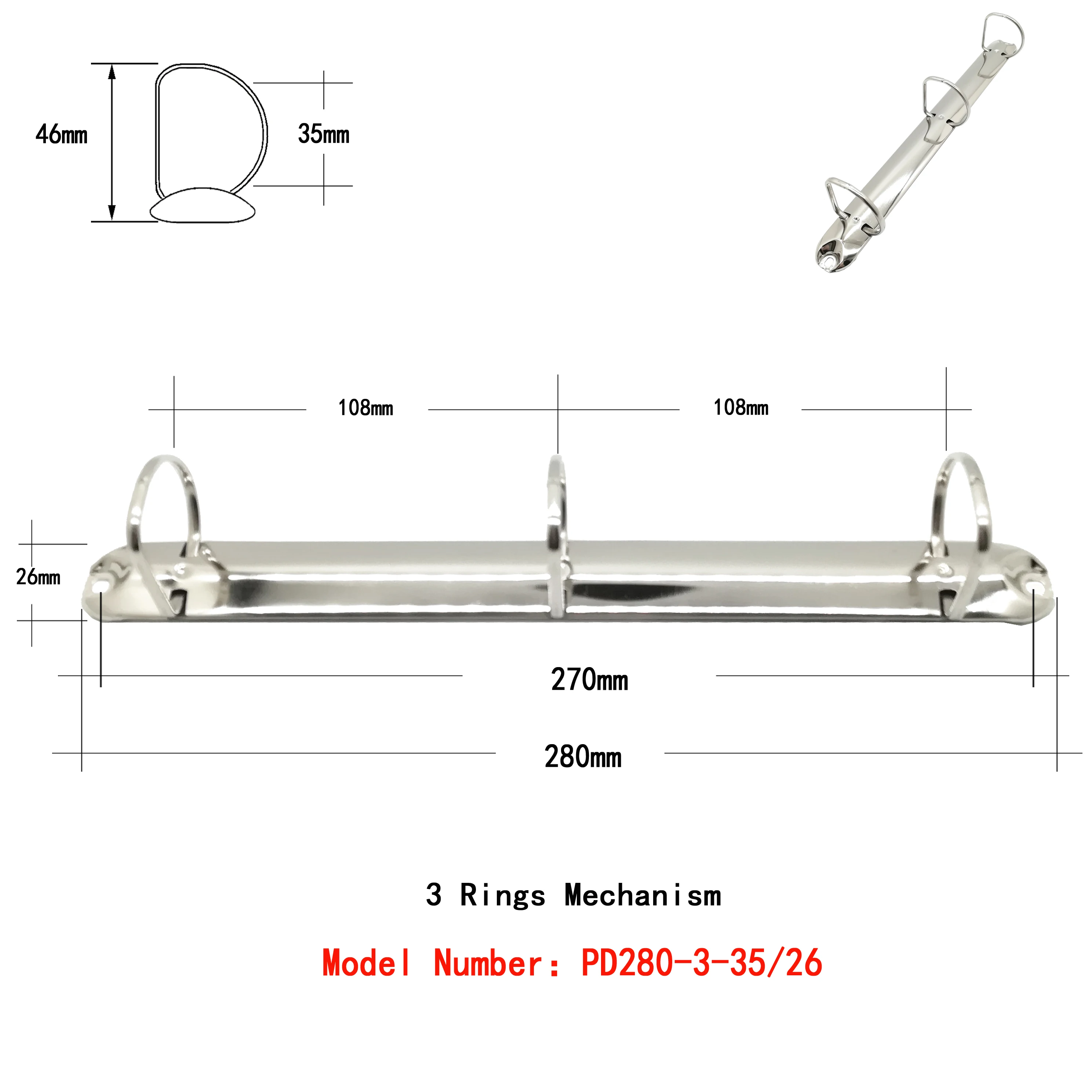 The factory supplies A4 folder metal binder large capacity D shape 3 ring  binder