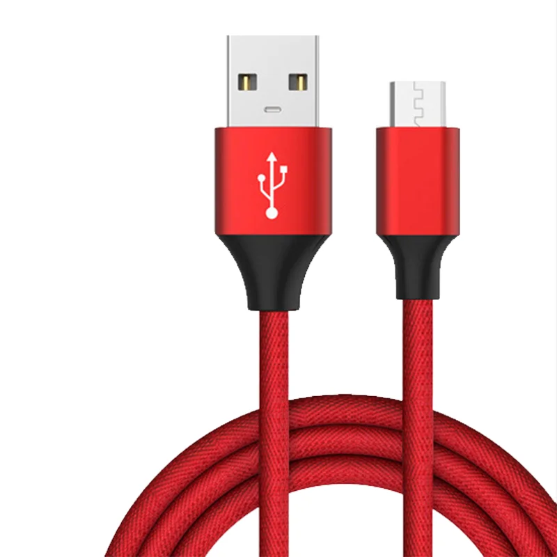 1M 2.1A Fabric Braided Nylon Usb Data & Sync Charger Cable for iPhone Type-C Micro Usb Cable Custom Logo