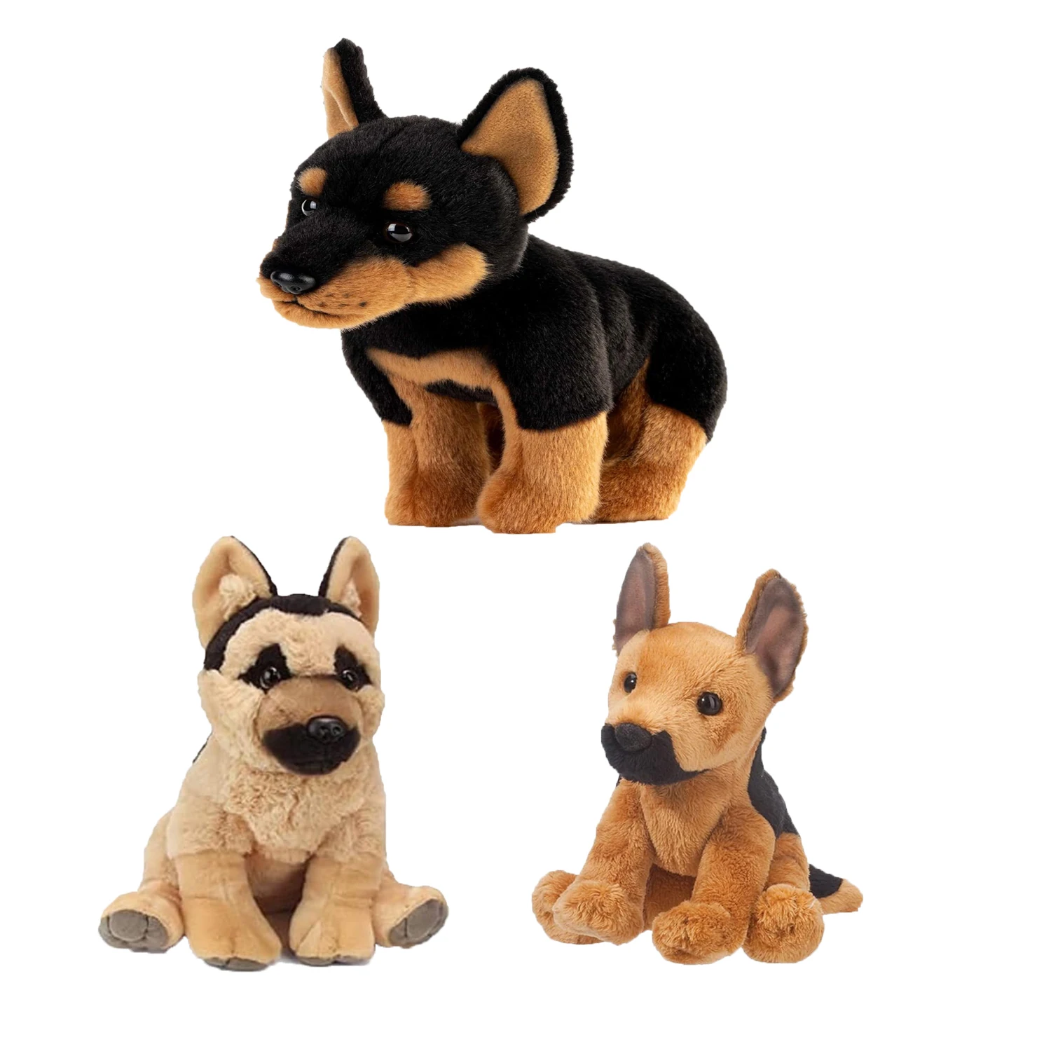 ISO Certified Factory Custom Style Premium Quality Black German Shepherd Dog Stuffed Animal Plush Toys Promotional Brand Logo