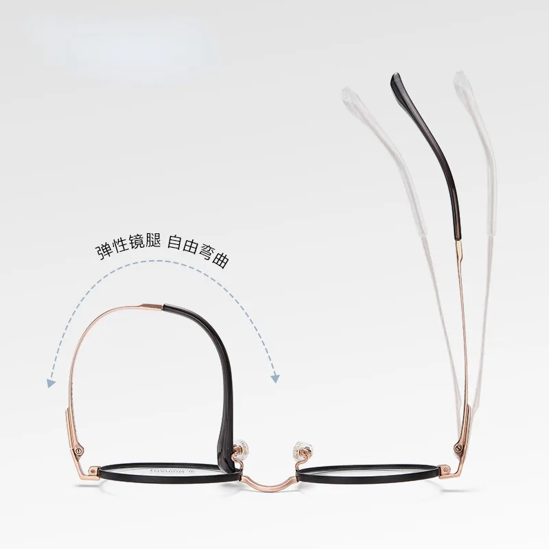 Fashion men women myopia glasses IP electroplated round plano lenses glasses Pure titanium eyeglasses Optical frame