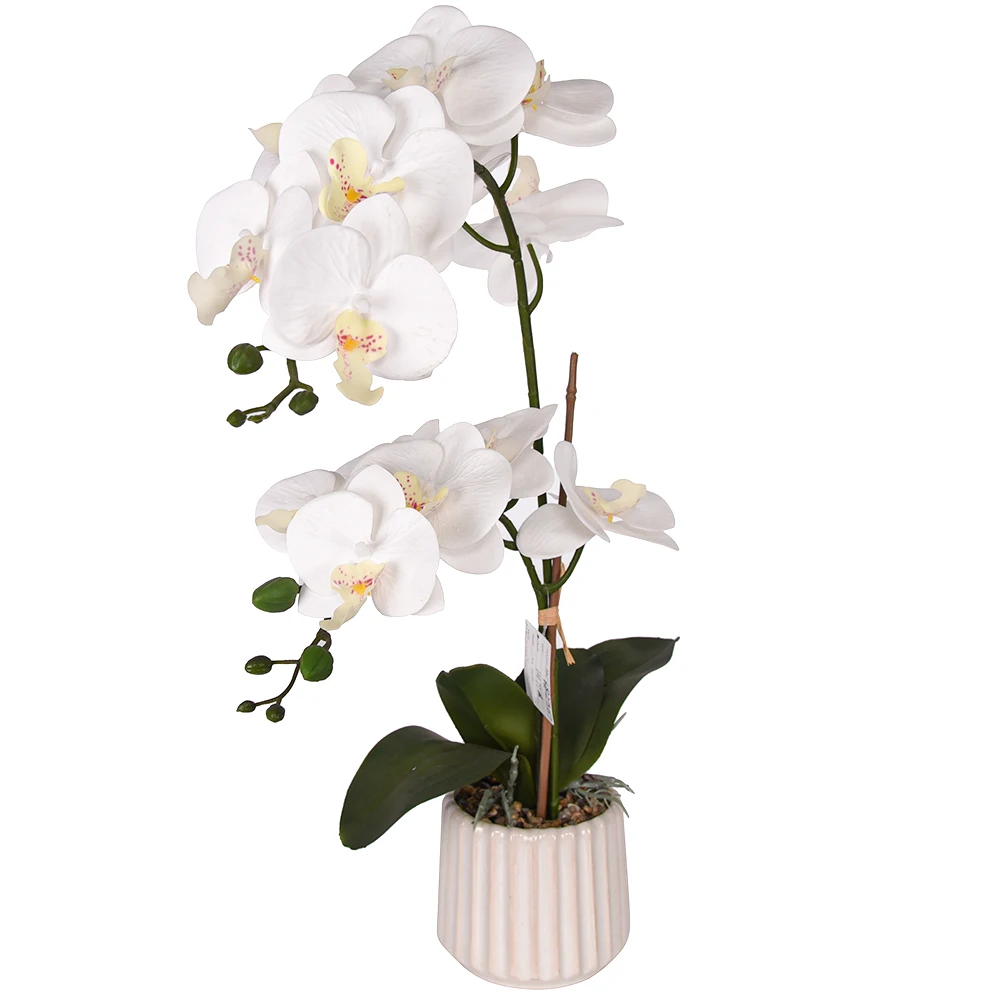 Hotel home decor high quality artificial white butterfly orchid phalaenopsis bonsai