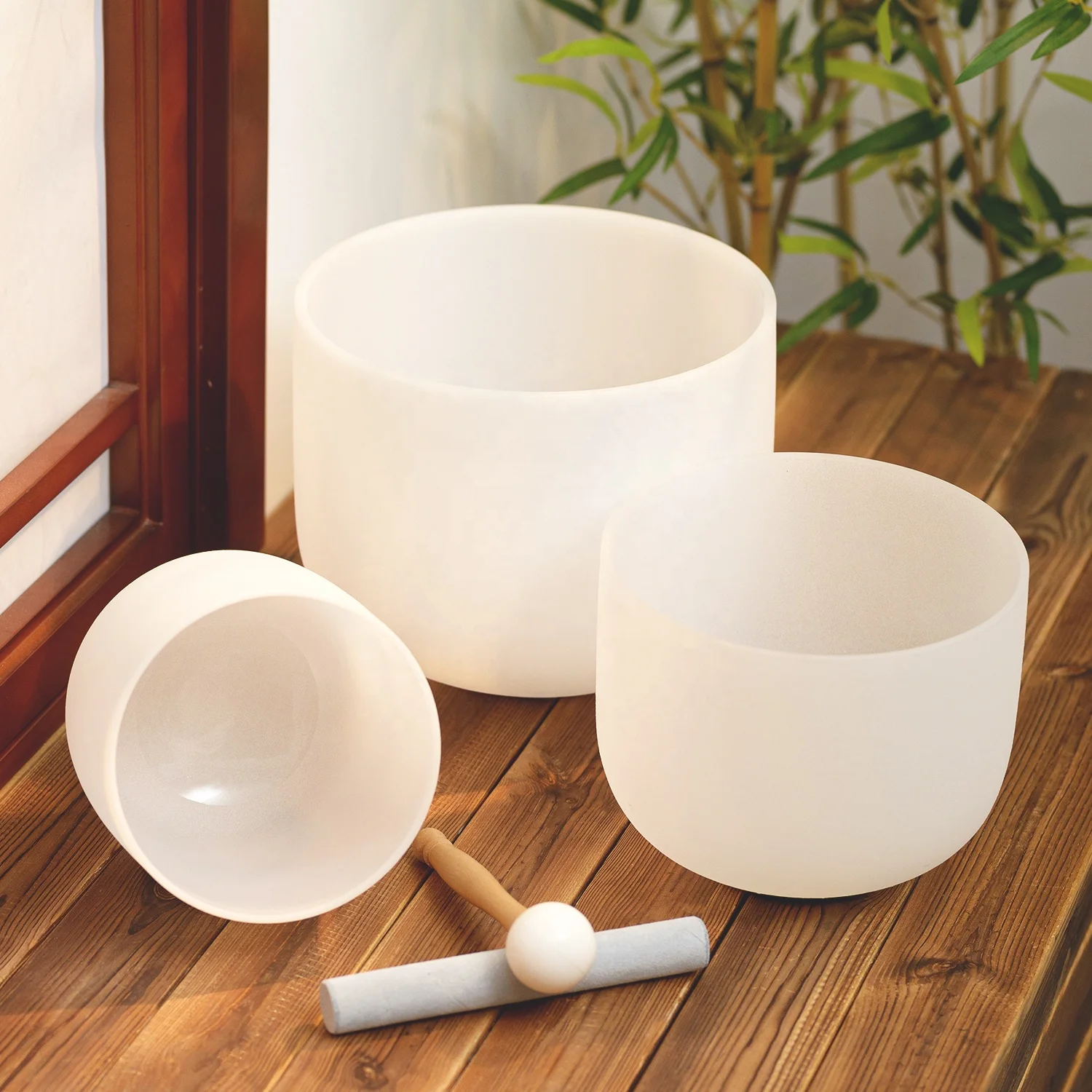 Поющая чаша с белым матовым кварцем, 432 Гц, 6-12 дюймов