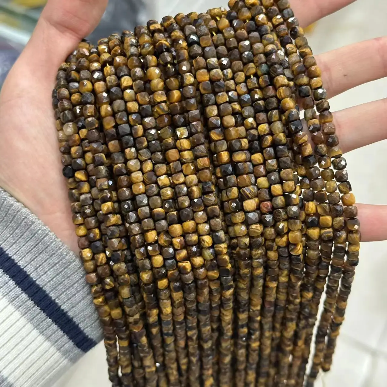 Natural Labradorite Faceted Square Beads 4X4mm Amethyst Morganite Amazonite Healing Gemstone Beads For Jewelry Making