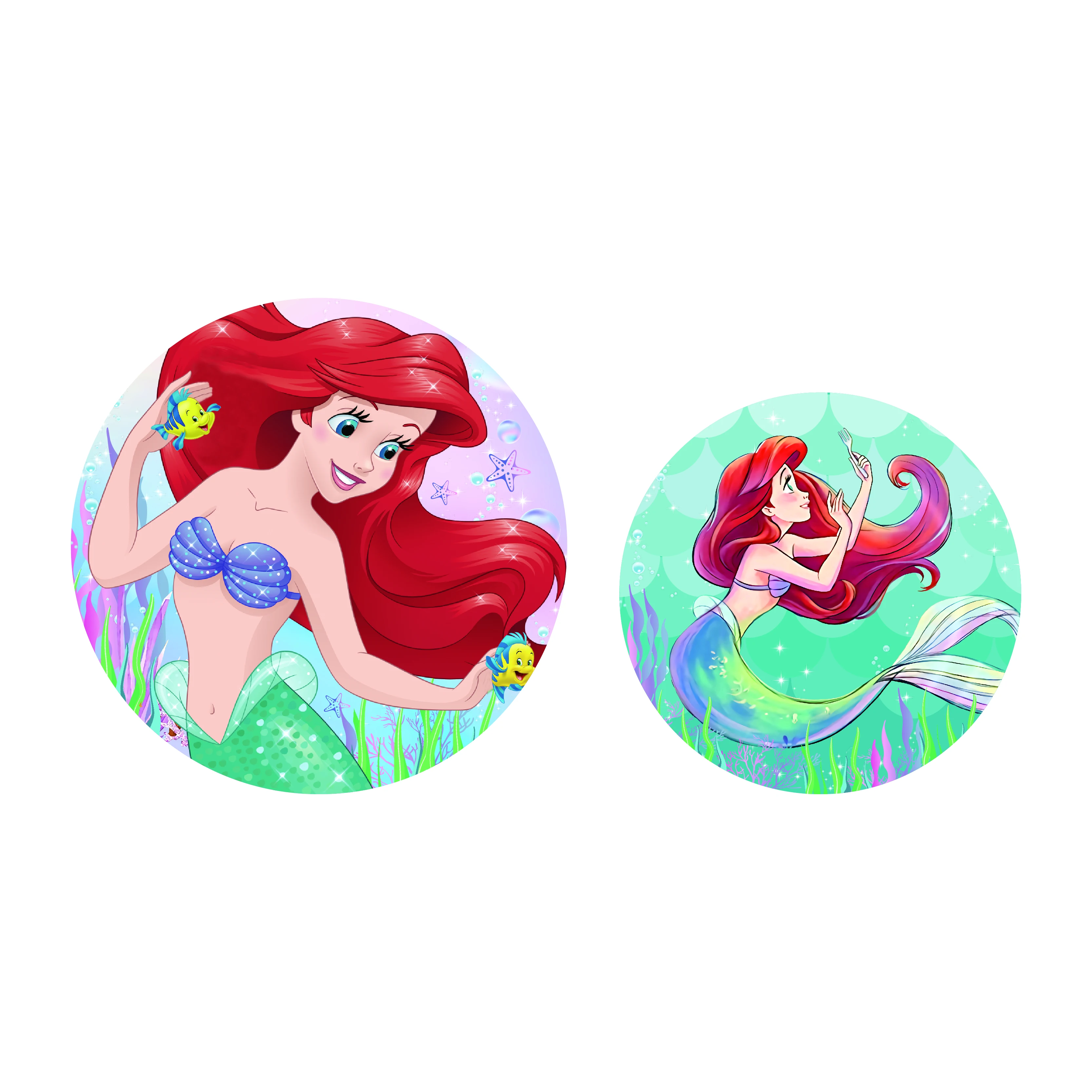 New Arial Mermaid Party Supplies Disposable Paper Tray Paper Cup Paper Napkin Table Cloth Party Decoration Tableware