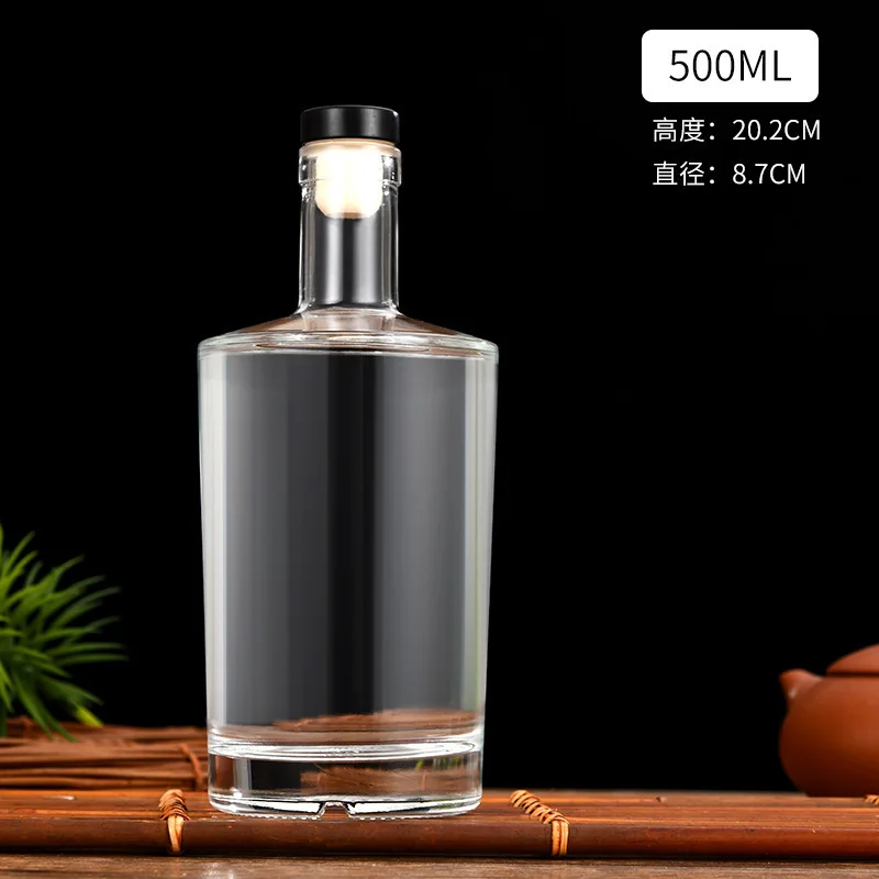 Wholesale custom empty Clear wine bottle 100ml 250ml 500ml 700ml 750ml vodka gin brandy whiskey wine bottles with corks