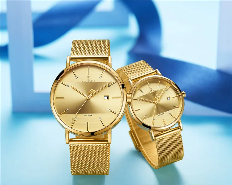 NAVIFORCE 3008 GG Sports Quartz Waterproof Couple watch Casual Wristwatches Simple Date Male Analog Clock lovers