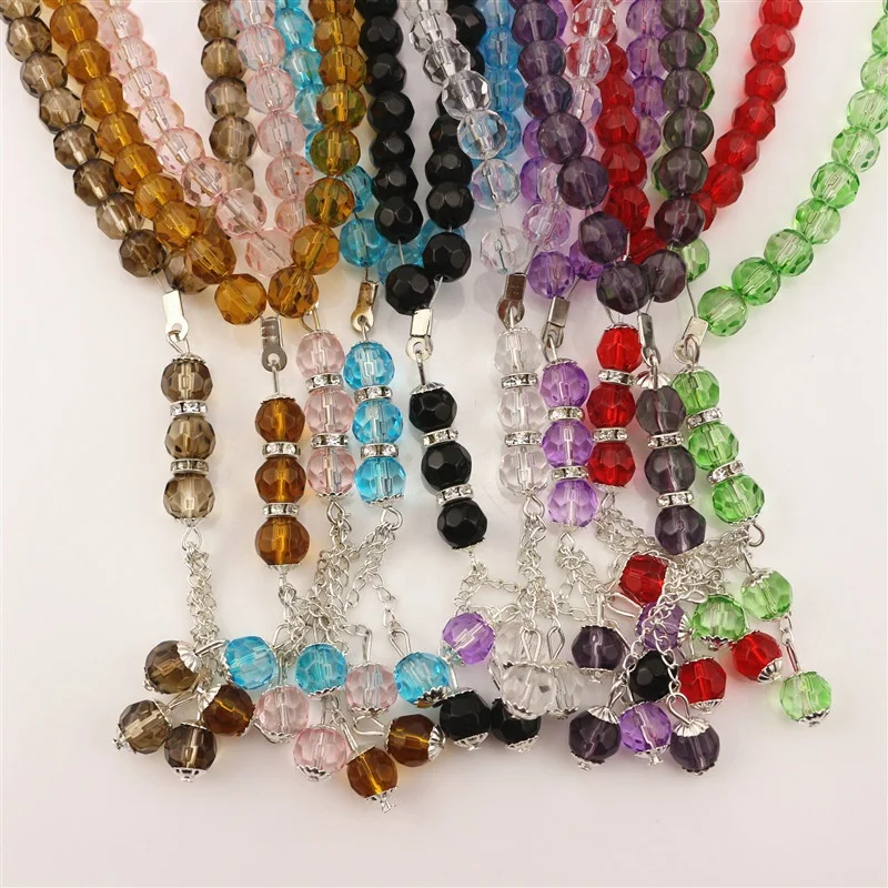 Factory Supply Cheap Price Muslim Rosary Beads Glass Prayer Beads Bracelets 33pcs Crystal Gifts CHRISTIAN Religious Princess Cut