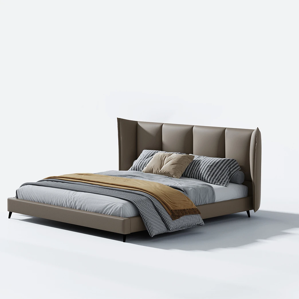 Soft leather king size wedding bed european style nordic leather bed best price master room leather king size wedding bed modern