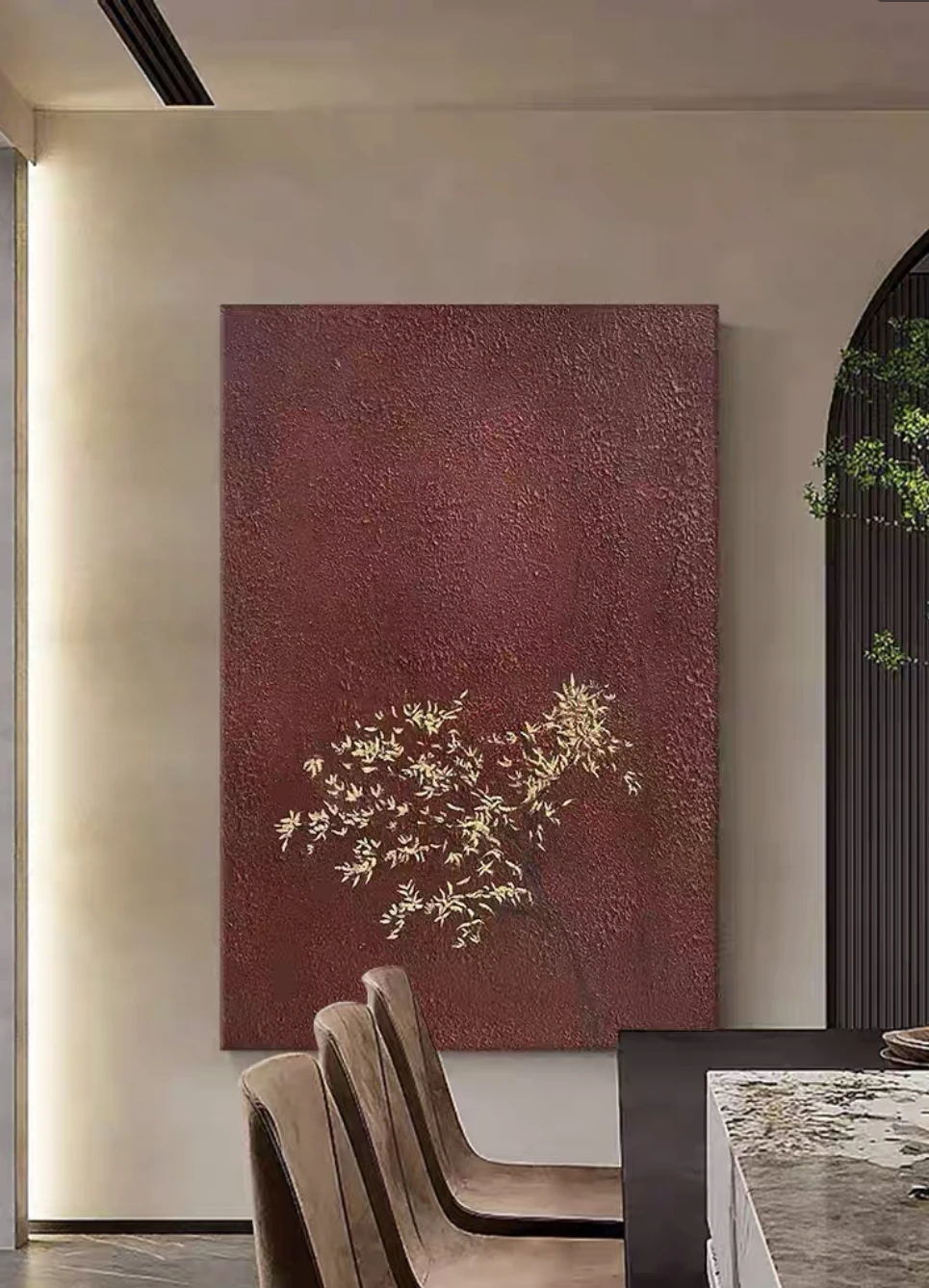 Chinese hand-painted oil painting plant flower  decorative painting hotel mural decorative painting