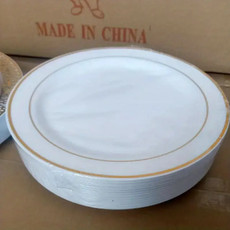 25pcs Gold Edged Hot Stamping Plates Party Tableware Disposable Paper Plates And Cups Party Tableware