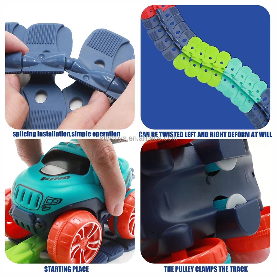 Flexible Changeable Magic Race Car Track Set Race Track Toys with LED Light-Up Race Car