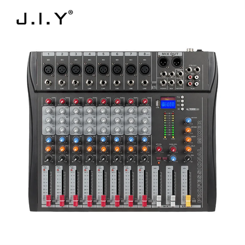 OEM  Professional Portable Built In 99 DSP Digital 8 Channel Audio Mixer for Computer Recording
