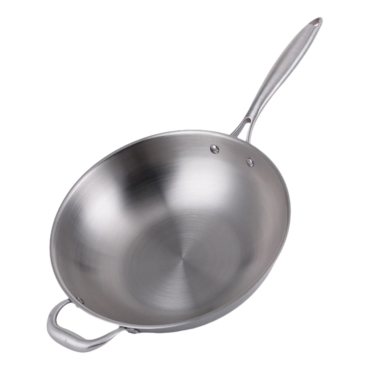 Tri-Ply Stainless Steel Non-Stick Stir Fry Wok Pan Scratch-Proof Cookware Durable Pot