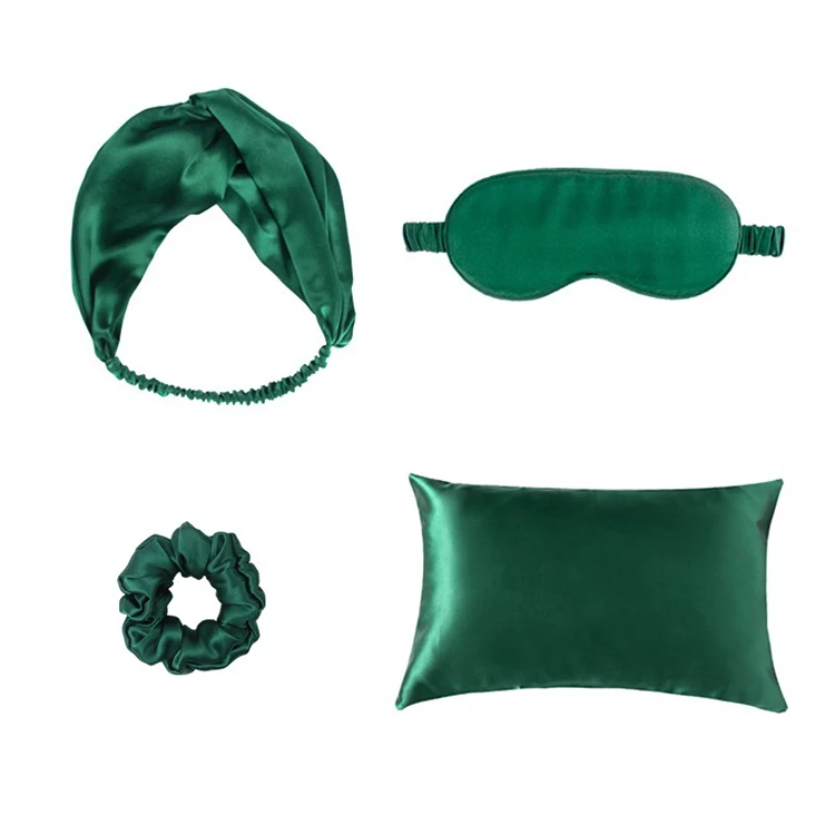 Модный комплект для путешествий из 100% шелка тутового шелкопряда с вышивкой и логотипом на заказ ночного сна шелковой подушкой повязка голову волос