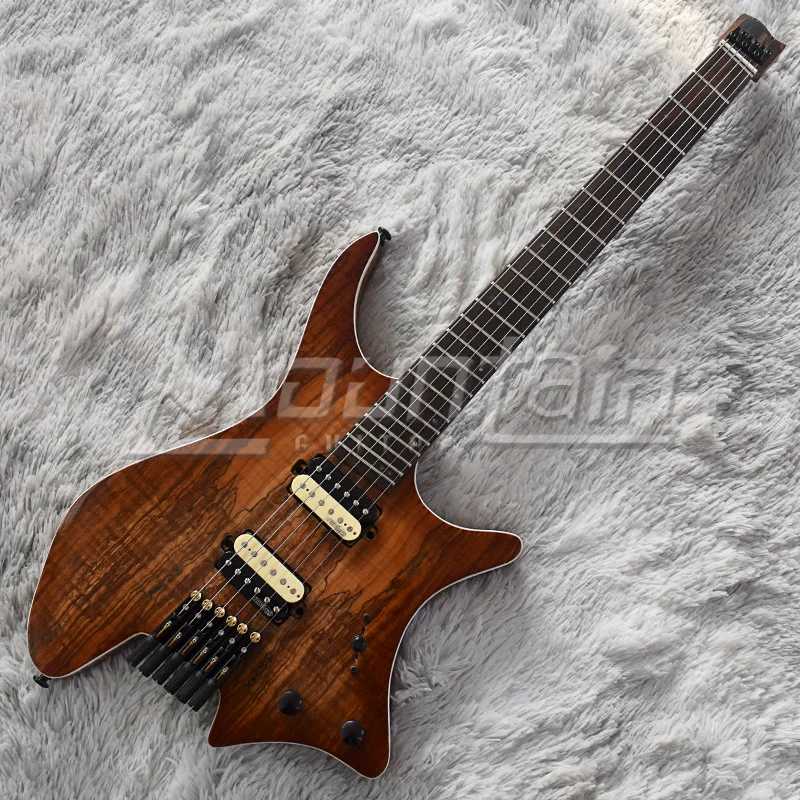 
High Quality 6 string headless guitar fanned fret electric guitar mahogany body 9 pieces roasted maple neck 