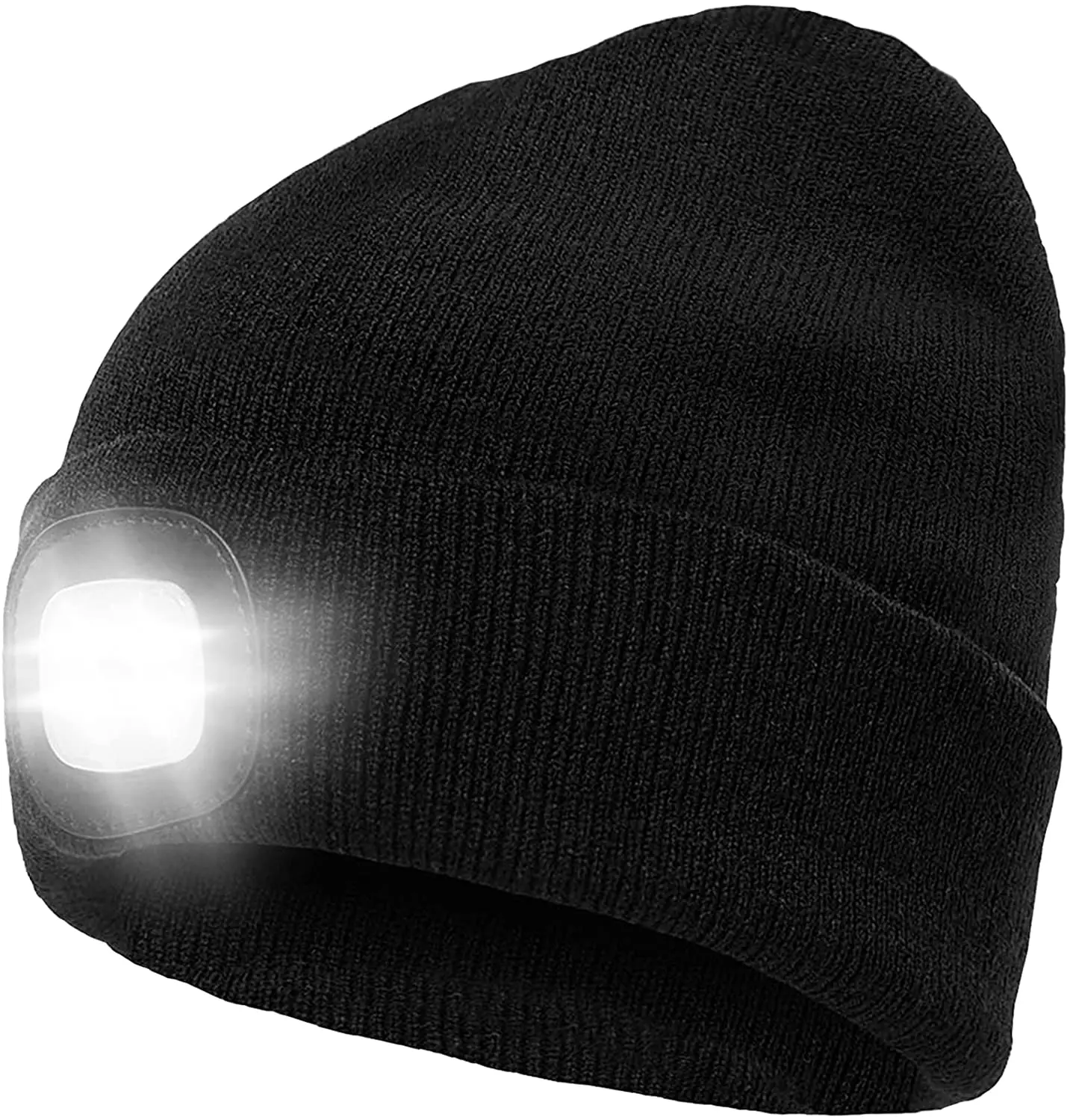 LED USB Rechargeable Unisex Beanie Hat With the Lights Gift For Men Dad Headlamp Hat Warm Winter Knitted Hat With Light