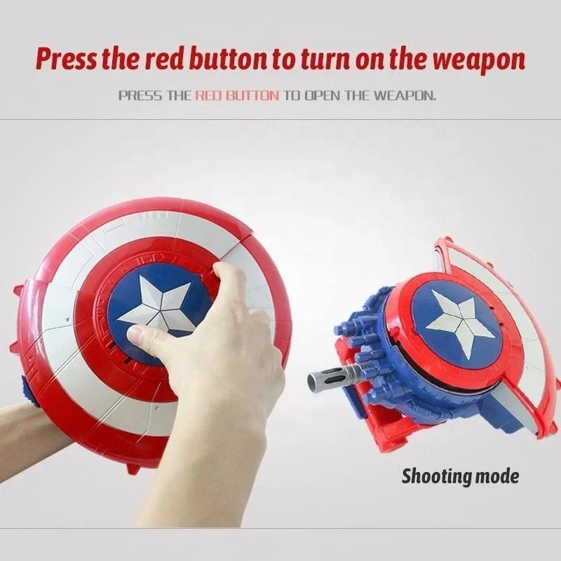 best cool Christmas gift for boys American captain shooting game toy transformable shield blaster gun toy with soft bullets