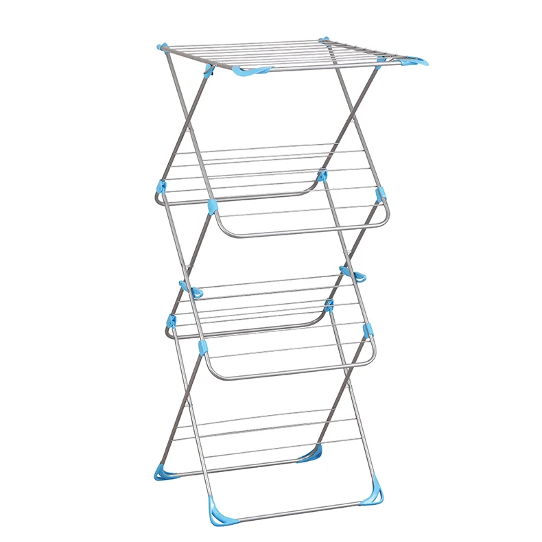 Factory Price Metal Laundry Clothing Hanger Rack Foldable Steel Coat Drying Stand Airer for Home Bathroom Use