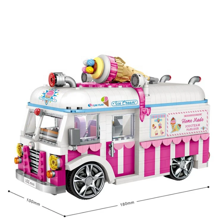 
Loz Educational small Bricks mini Vehicle Assemble model Hot dog shop ice cream truck police car Legoed building blocks for kid 