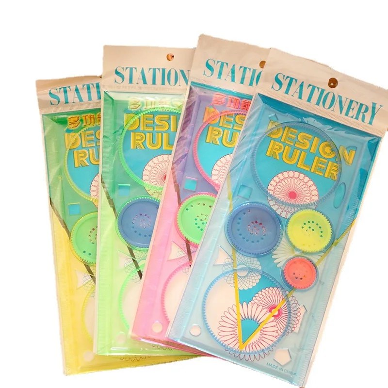 Multifunctional Children Variety Spirograph Drawing Plastic Ruler Color Random Color