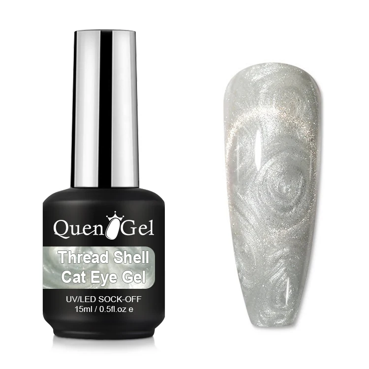 Quengel new trending thread shell cat eye gel OEM wholesale long lasting 3d cat eye gel for nails art