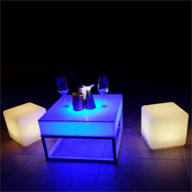 Smart 16colors changing led light table bar furniture Glowing LED coffee cube table