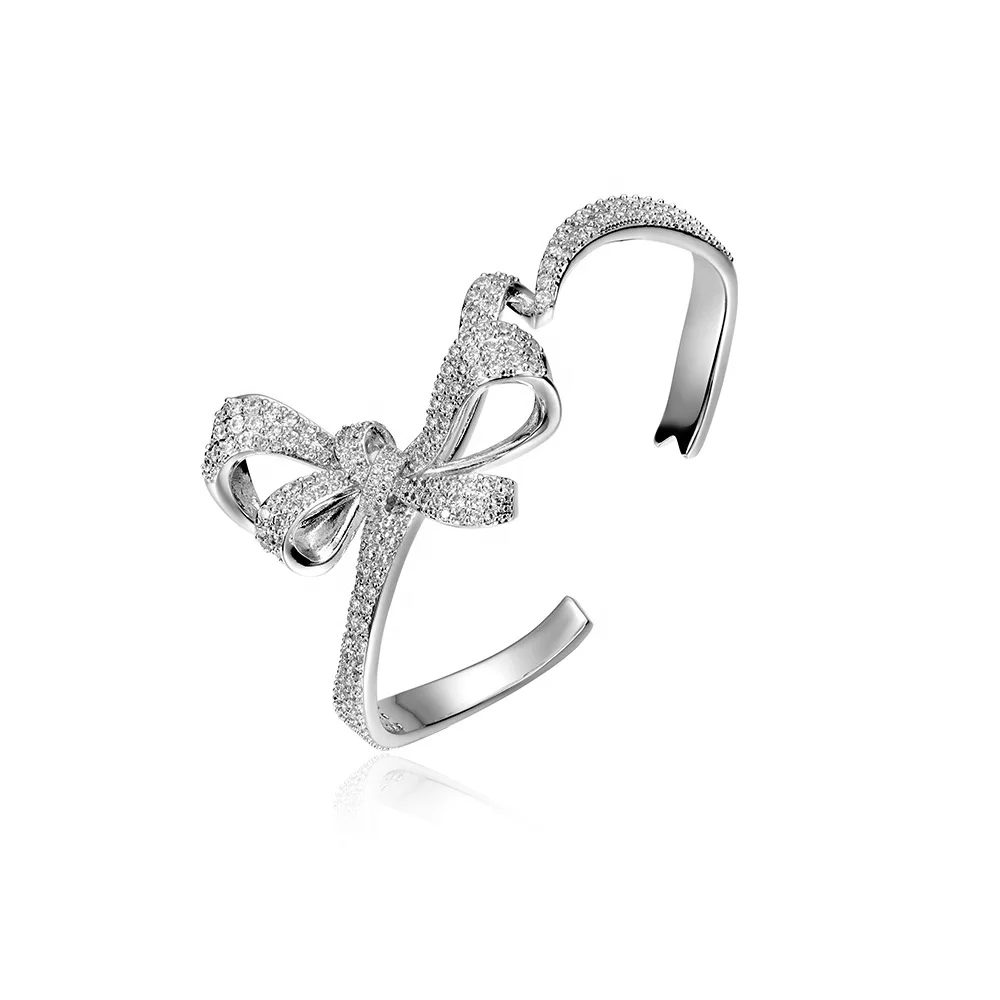 
Cute Bowknot Wedding necklace bracelet for Girls Luxury Zircon Engagement Gift Fashion Korean Jewelry gift 