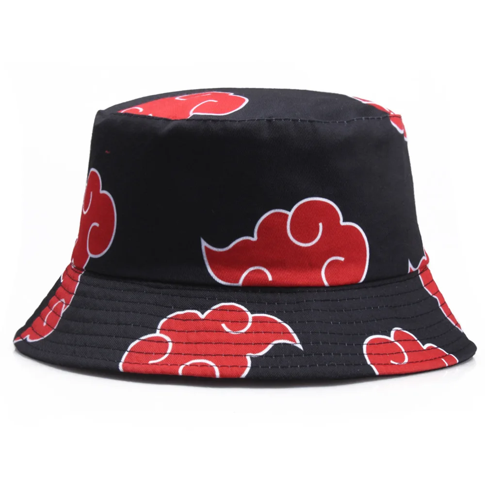 Akatsukied Red Cloud Logo Printed Summer Hat Women Men Panama Bucket Caped The Design Flat Visor Fisherman Hat Anime Sun Hat