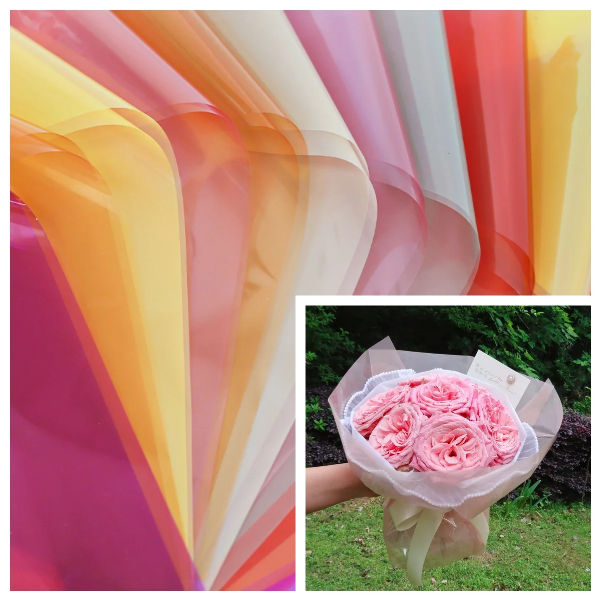 JOYWOOD  Wholesale factory price flower wrapping paper bouquets color transparent cellophane flower paper