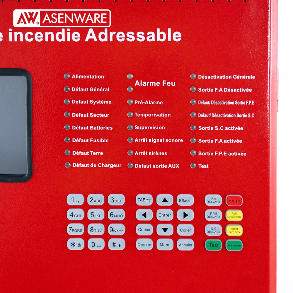 TUV Approved  Asenware Addressable Fire Alarm Control Panel 1-8 Loop With French Version