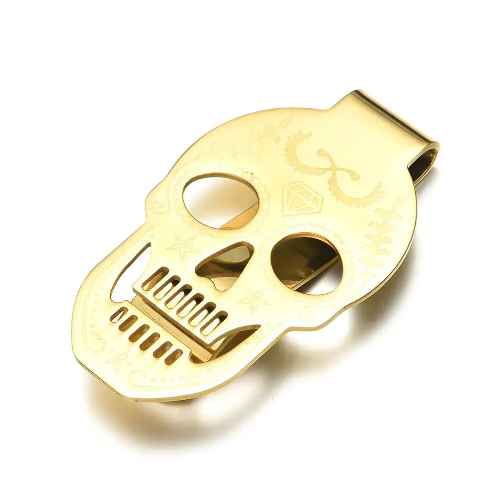 
Wholesale gift items skull money clip luxury heavy sceptre design diamond clip metal gel pen gift set 