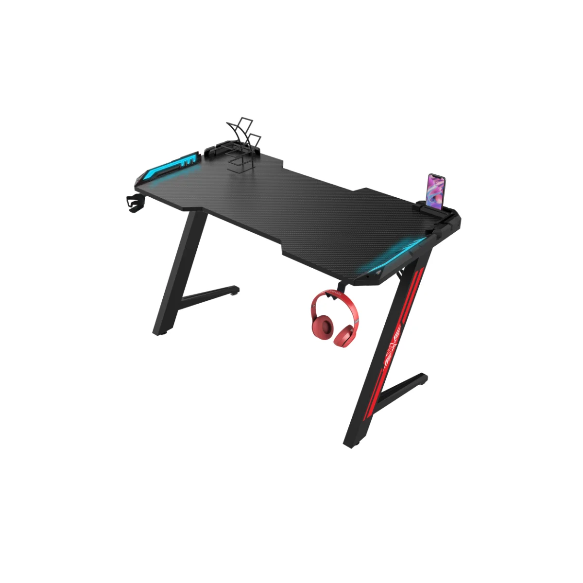 Hot Sale Pink Computer Desk Table RGB Gaming Desk Table Home Office Gaming Desk With RGB LED Lights