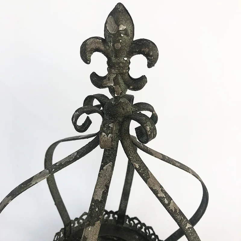 Creative luxury crown shape candlestick gold metal rustic candle holders table Crown metal hanging candle holder