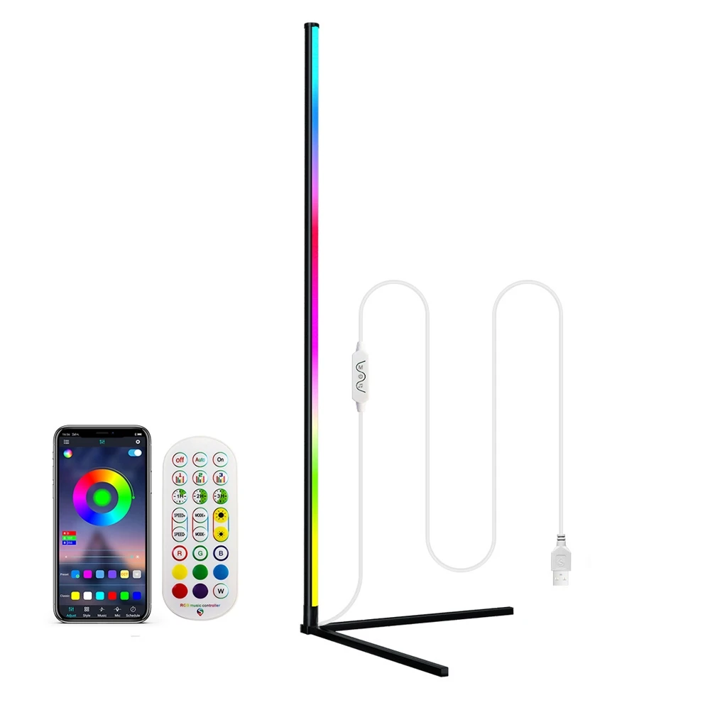 Remote Control Smart App Decorative Tripod Nordic Modern Color Change Corner Led Rgb Floor Lamp For Home Stand Light Floor Lamp