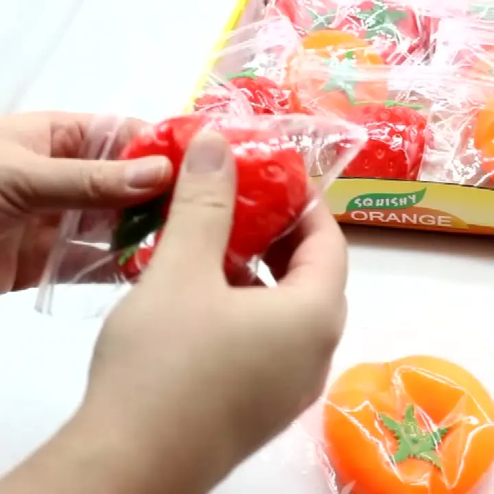 Hot selling simulated soft fruit squeeze toy fun soft persimmon vent relief toy