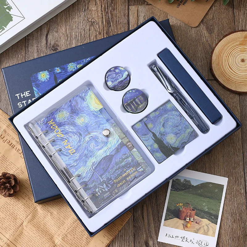 Hot Selling Stationery Oil painting   Creative Van Gogh Art School Student Gift Notepad gift box New product ideas 2023