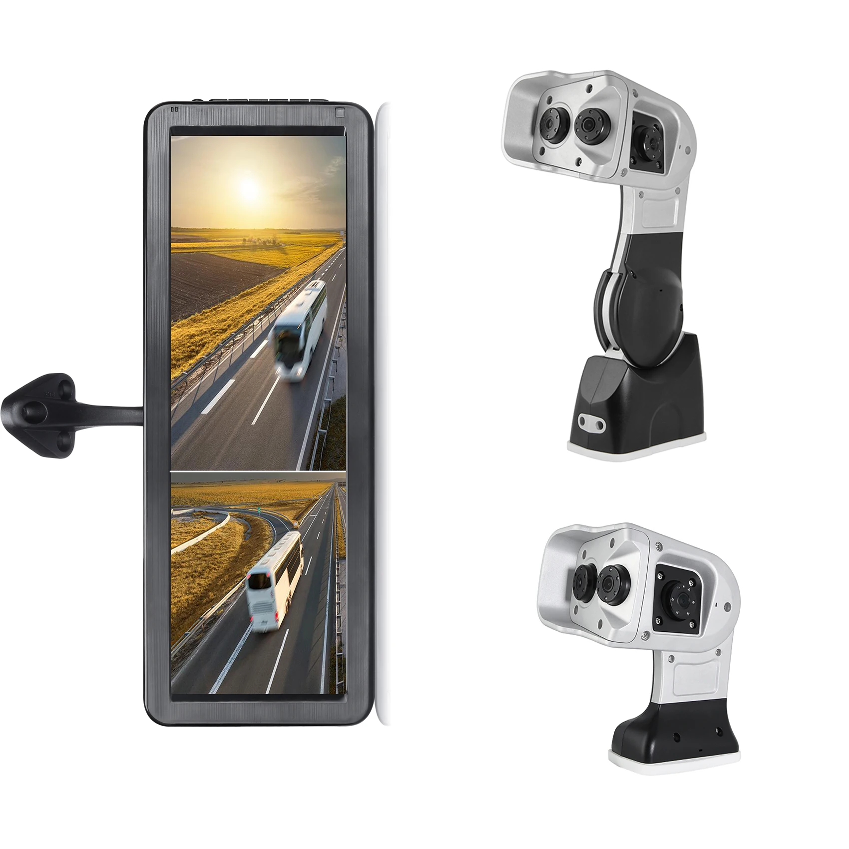 12.3 Inch AHD Dual Split Truck Side View Mirror Monitor DVR Rear View Car Camera System Bus Blind Sport Arm Camera