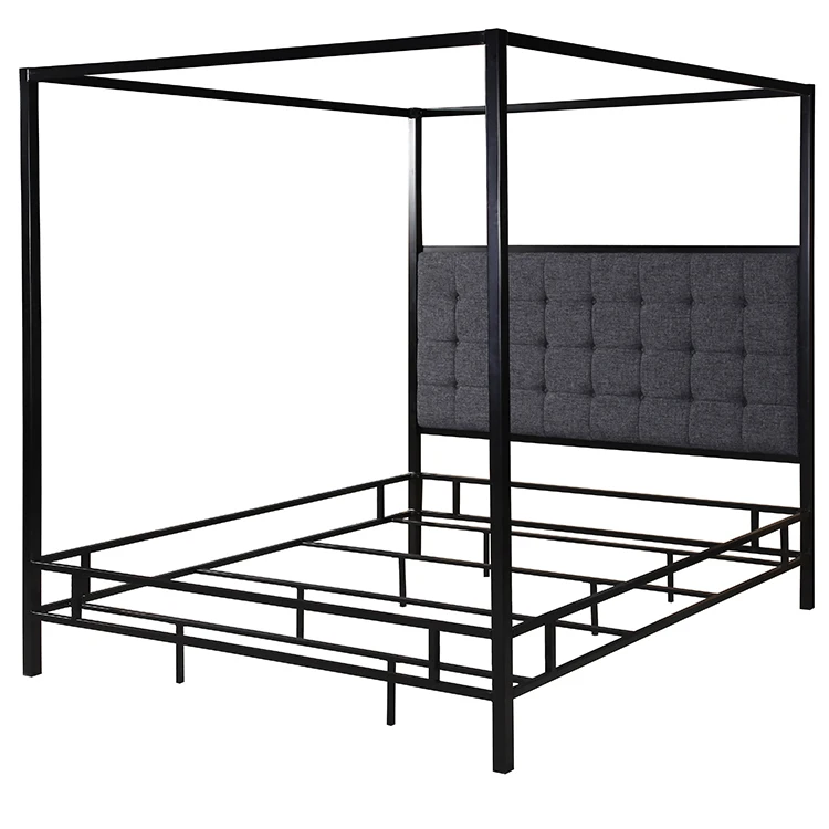 Durable Modern Customized Metal Canopy Bed Frame Twin Queen King Sizes 50 Sets 140x200cm Industrial Strong Poster Bed Bedroom
