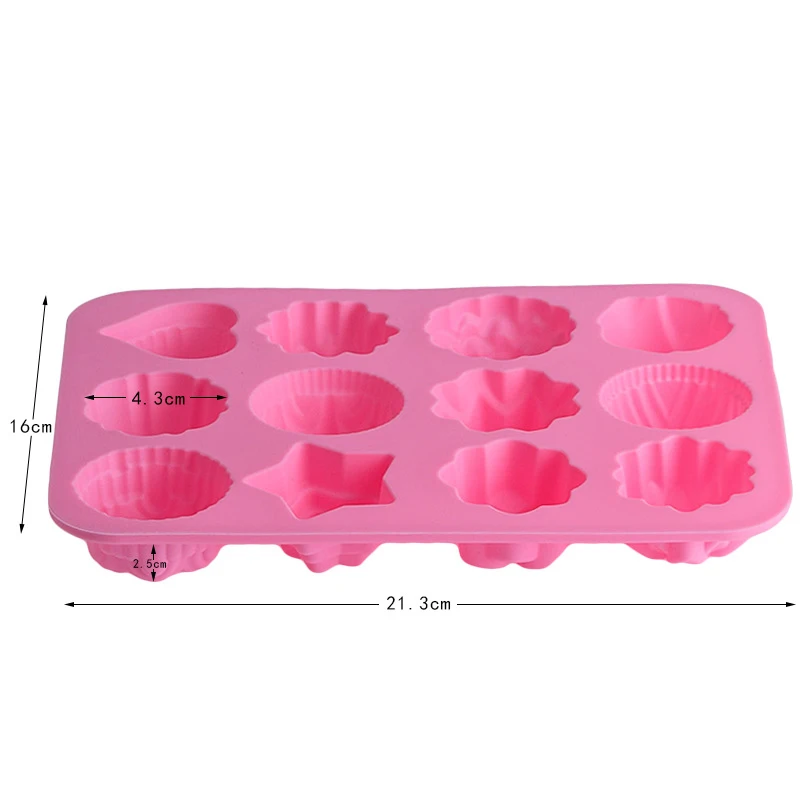 12 Different Flowers Shapes Cavities Small Cake Baking Mold Silicone Cookies Easy Release Molds