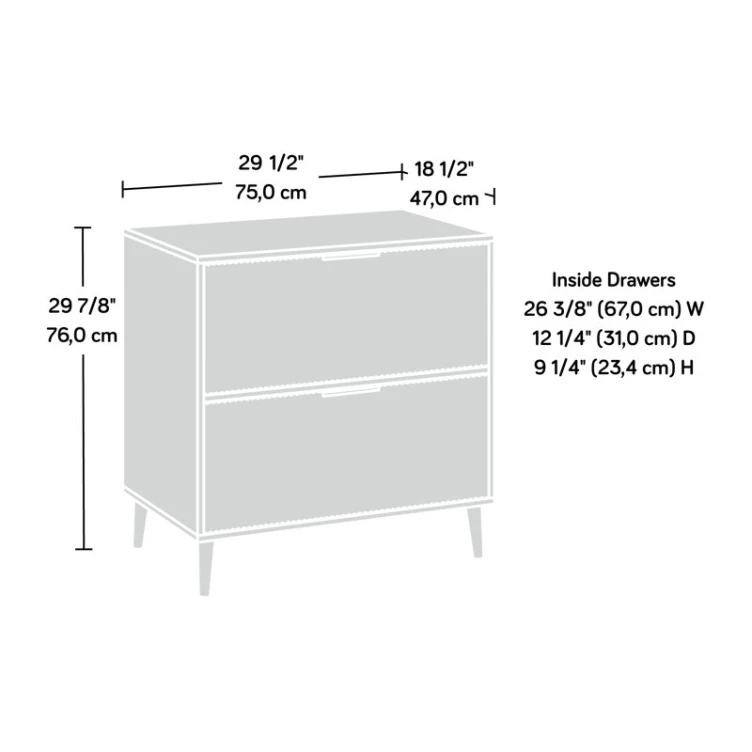 Hot Wholesale Midcentury Two Drawers Fluted Ribbed Panel File Cabinet in Black and Walnut
