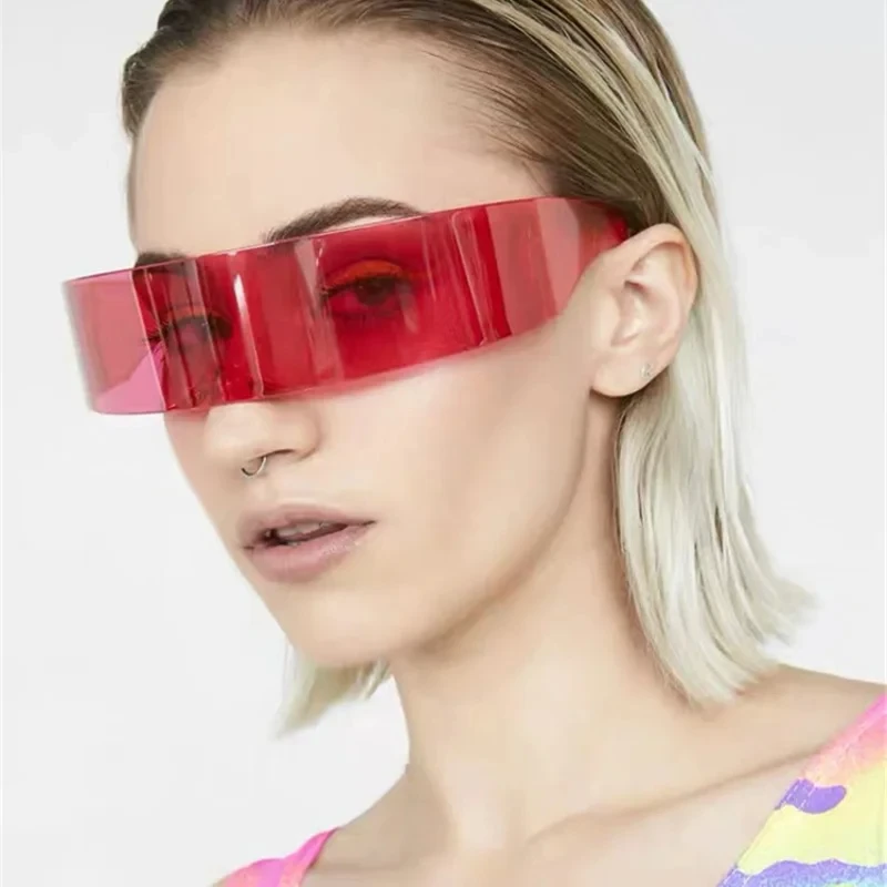 Future Warrior Rimless Sunglasses One Piece Lens Wrap Around Cyber Punk Futuristic Men Women Hip Hop Party Sun Glasses 2024