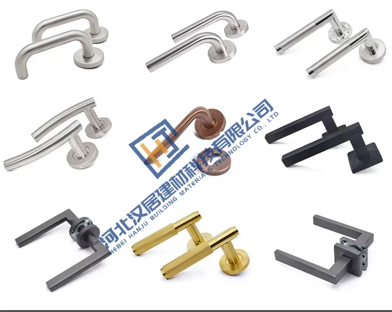 HJ Wholesale Customized European Aluminum and Zinc Lever Lock Door Handles for Interior Hotel Doors