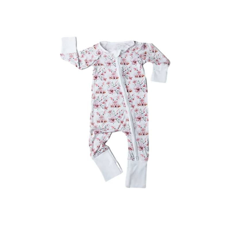 Custom 12-18 months boys loose fit onesies baby zipper long sleeve onesies baby girl newborn baby pajamas boys bamboo