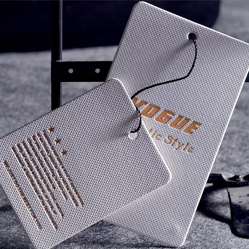 Factory New Design Hand Tag with Delicate Cloth for Garment Paper Hangtag Labels Clothing Hang Tags