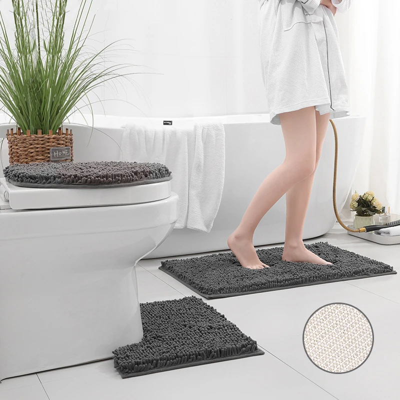 High Quality Soft Non Slip Bathroom Mat Set Home 3Pcs Toilet Cover Floor Mats Shower Bath Carpets Set