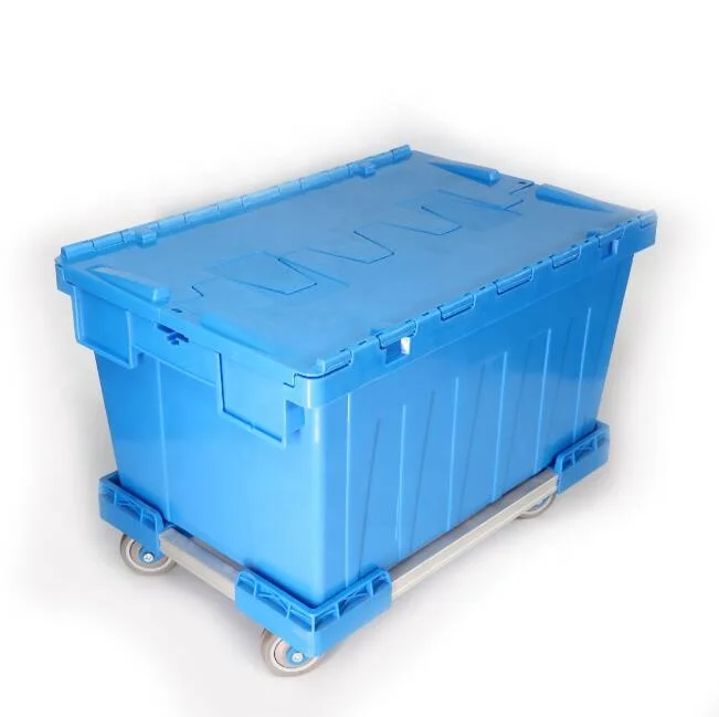 Large logistic distribution heavy duty warehouse supermarket stackable stack and nest turnover plastic tote box with lid