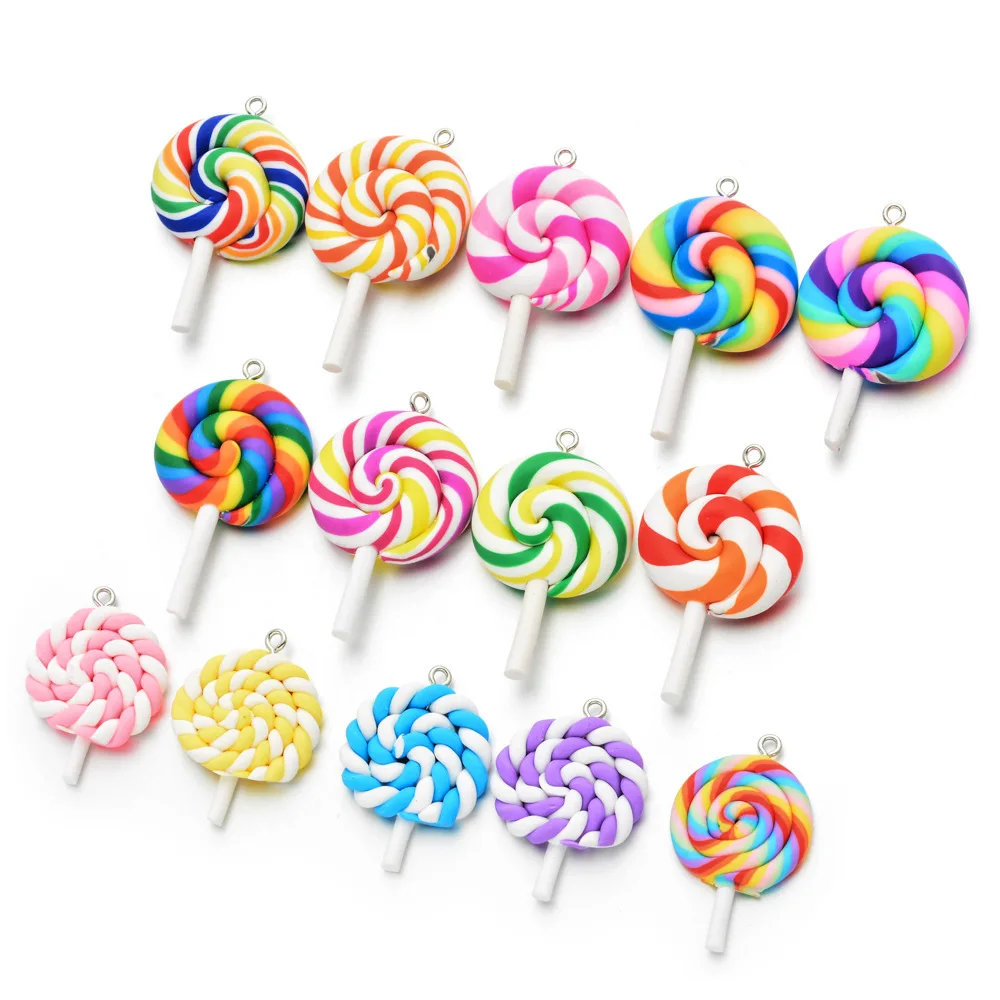 10pcs/bag Cute Lollipop Charms Pendants for Handmade Decoration Bracelets Necklace Earring Keychain Jewelry Making Lucky Charm